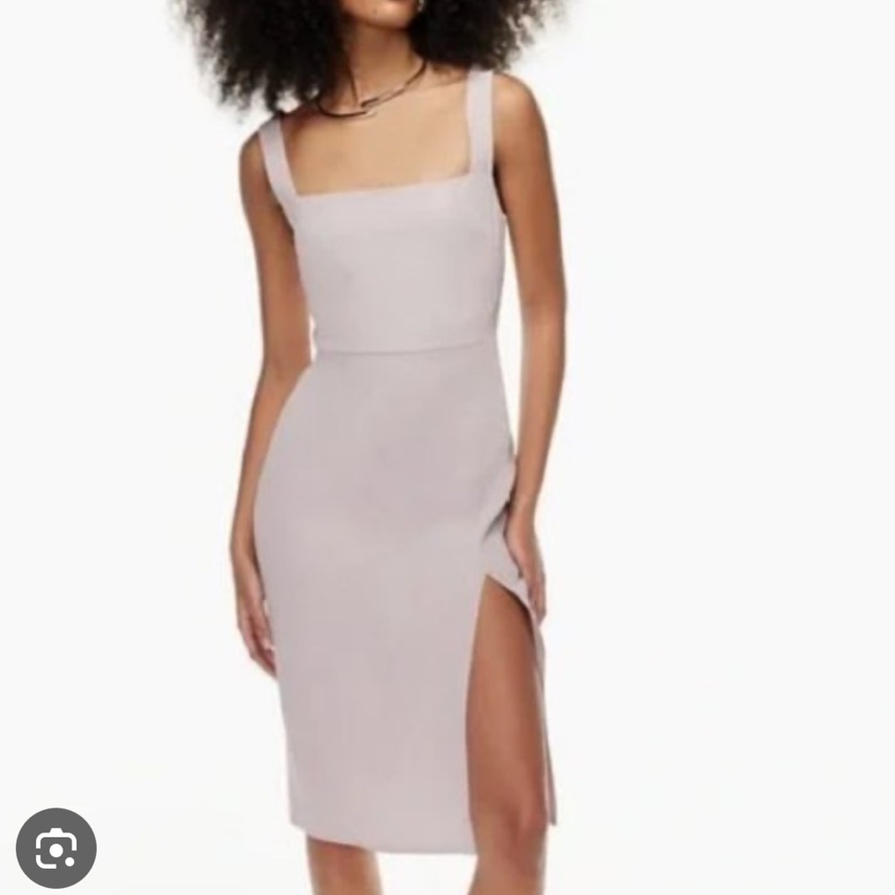 Babaton Blush Pink Square-Neck Midi Dress with Side Slit